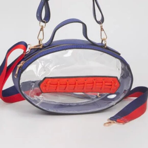 NWT Royal Blue & Orange Clear Football Crossbody Bag – Stadium Approved Gameday - Picture 1 of 1